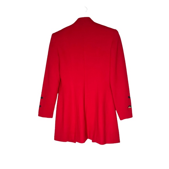 Vintage 100% Wool Military Style Jacket Blazer Red 80s Stripes Black Flaws 6 - Picture 7 of 8